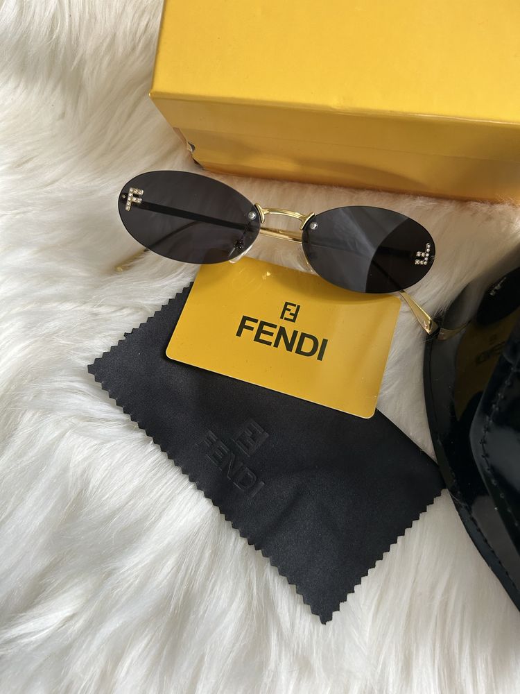 ‼️ Очки овал Fendi First Crystal черные новые с логотипом F Фенди