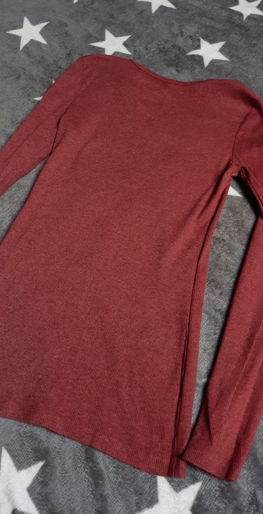 Burgundowa/ bordowa koszulka longsleeve New Yorker rozmiar XS