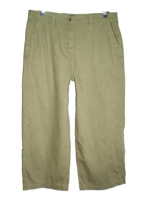 Next oliwka khaki casual spodnie damskie szerokie nogawki wygoda 48 50