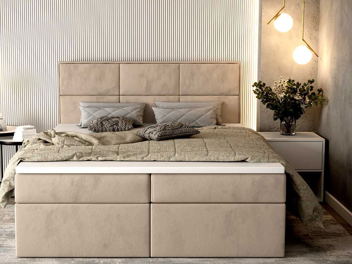 Łóżko Boxspring Kontynentalne + Materace Bonell + Pojemniki GALAXY