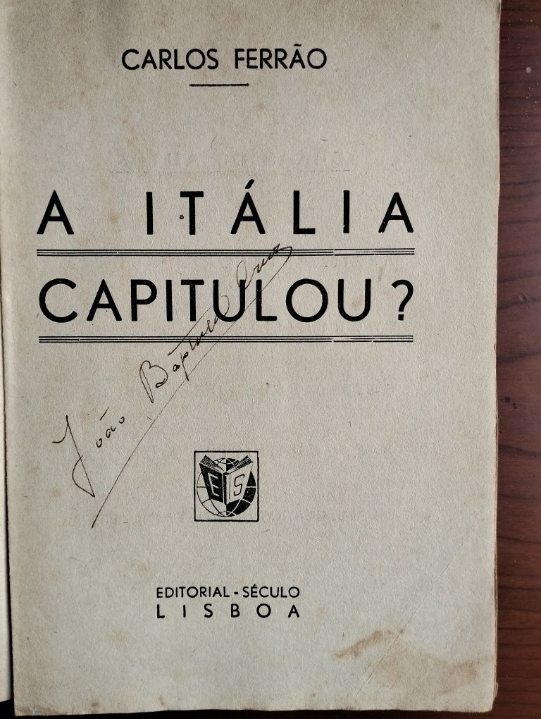 Livro A Itália Capitulou? - Carlos Ferrão