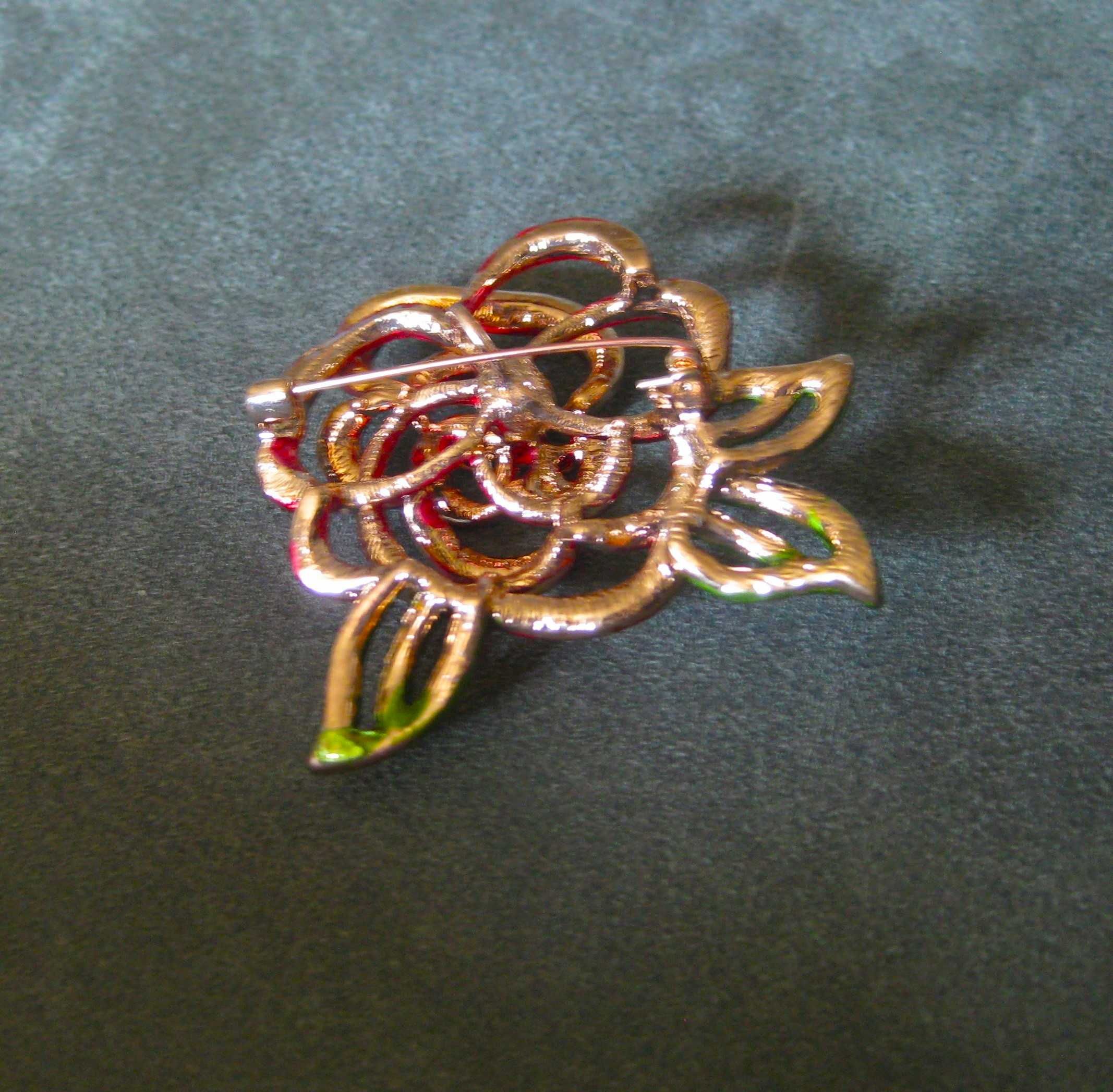 Alfinete / Broche / Pregadeira Contorno de Rosa Vermelha NOVOS