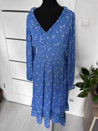 Sukienka midi maxi niebieska Sinsay rustykalna vintage retro