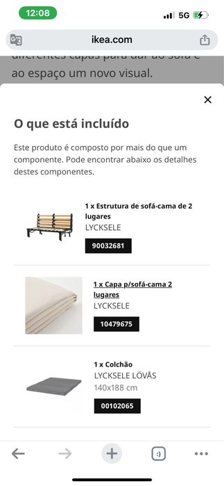 sofá cama 2 lugares ikea