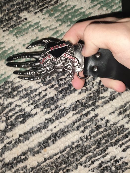 Ремінь Ед харді. Ed Hardy Punk Love Kills Slowly Skull & Heart Belt