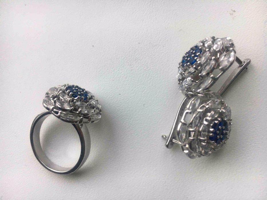 Набор серьги и кольцо СК 17,5 см (серебро),та набор 16,5.