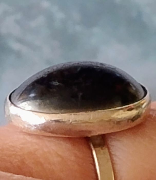 Stare Srebro 925- Piękny Pierścionek -Czarny Onyks