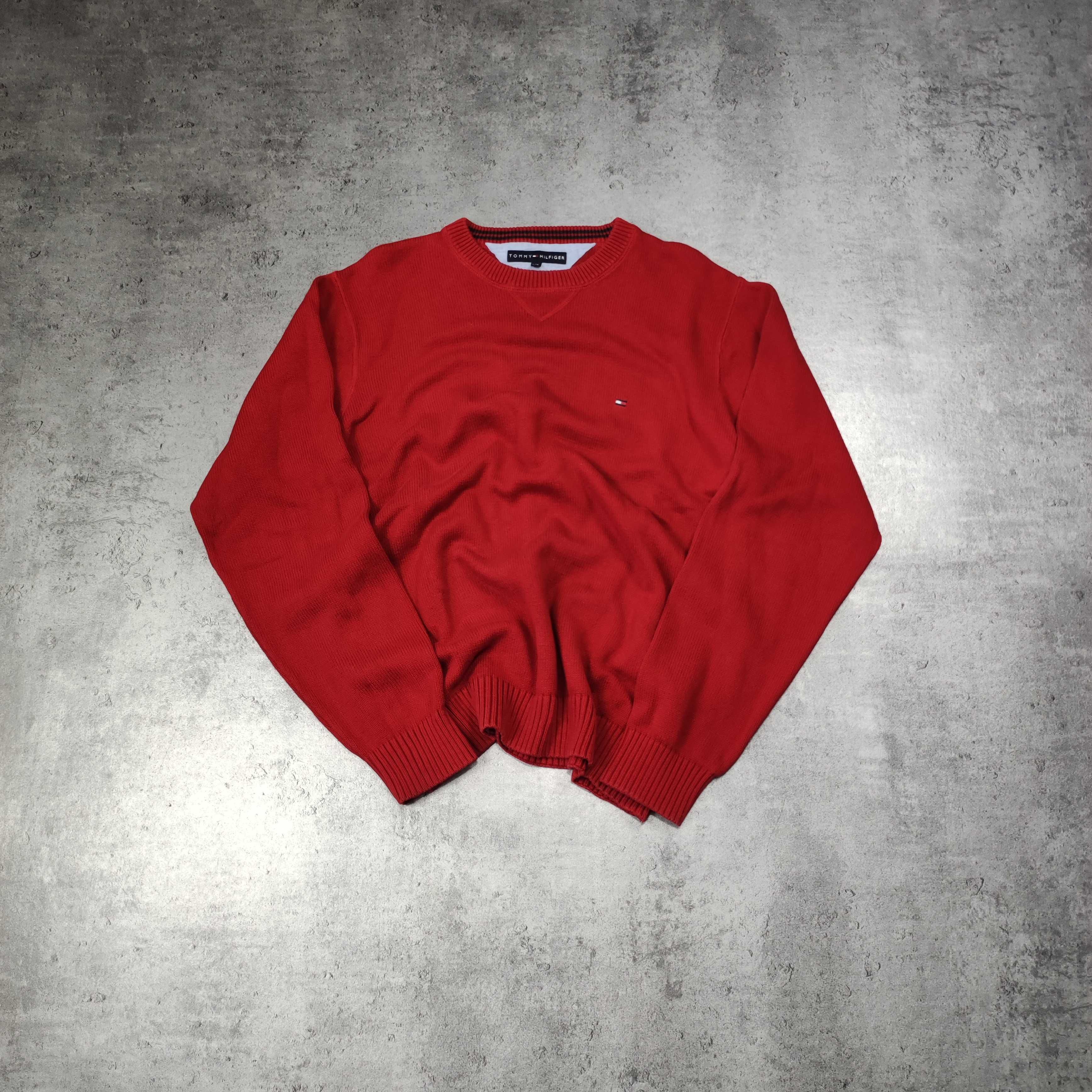 MĘSKIE Elegancki Grubszy Bawełniany Sweter Pętelka Tommy Hilfiger TH