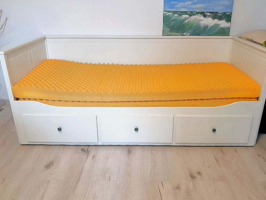 Łóżko leżanka HEMNES IKEA 3 szuflady 2 materace białe 80x200