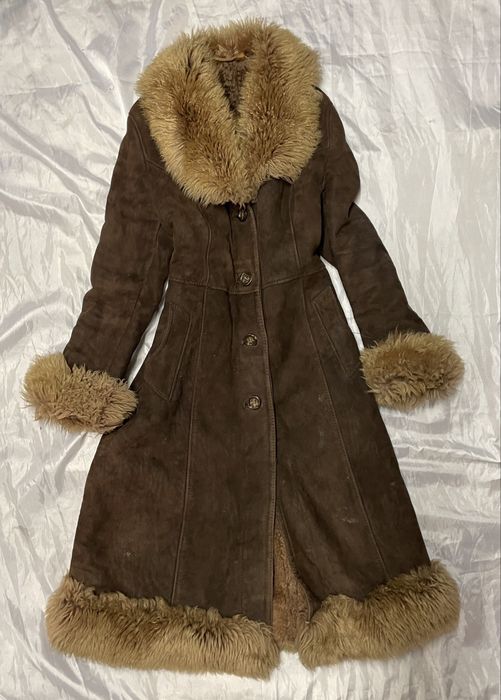 Oryginalny VINTAGE plaszcz kożuszek  skóra naturalna S 36