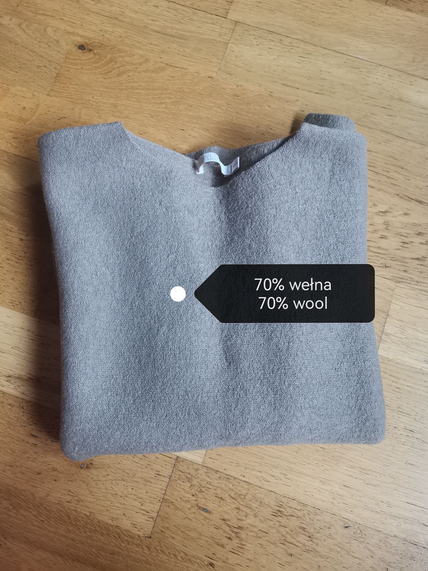 Wełniany skandynawski prosty sweter XS
