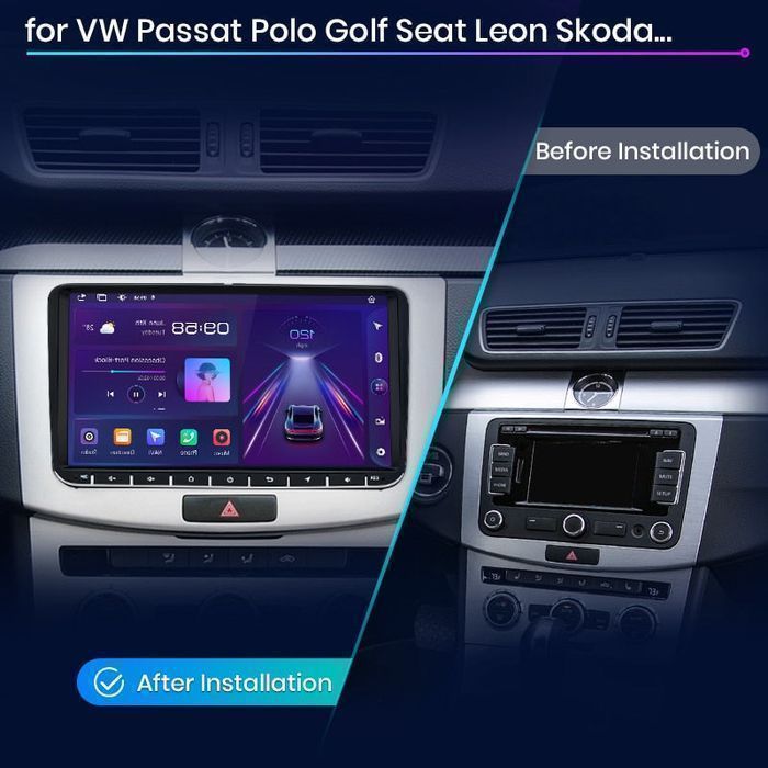 Radio Android CarPlay 2GB+32GB VW Passat B6/B7/CC/Tiguan/Touran