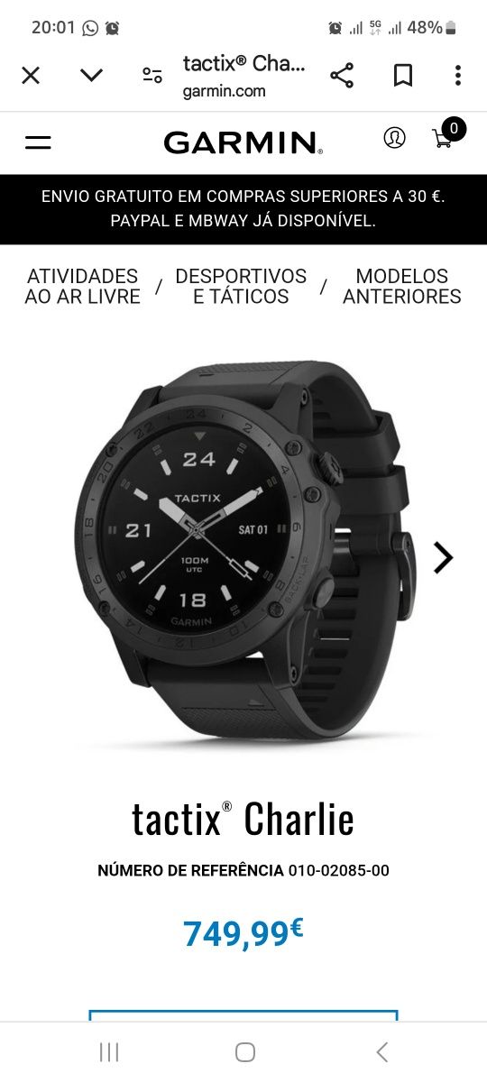 Relógio Garmin Tactix Charlie