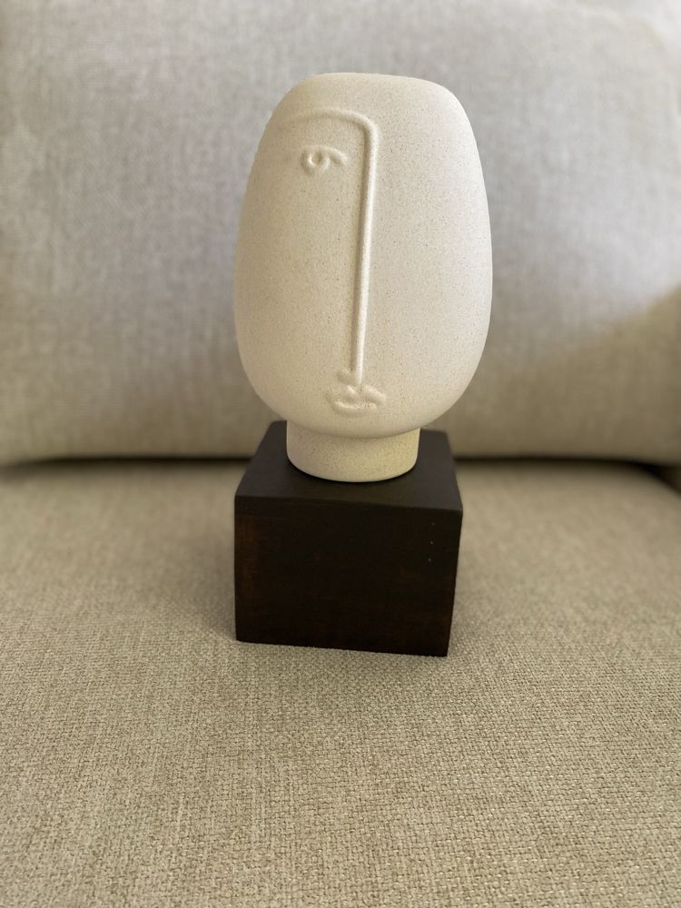 Rzeźba h&m home kamionka ceramika drewno twarz postać