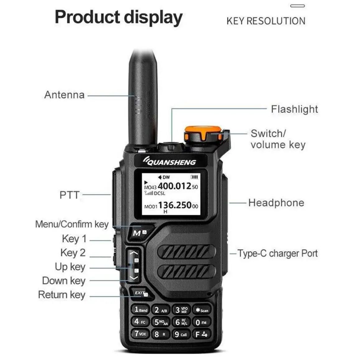 Comunicador walkie talkie  Quansheng UV K5 5W Tri Band Portátil