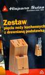 Zestaw pięciu noży kuchennych z drewnianą podstawką