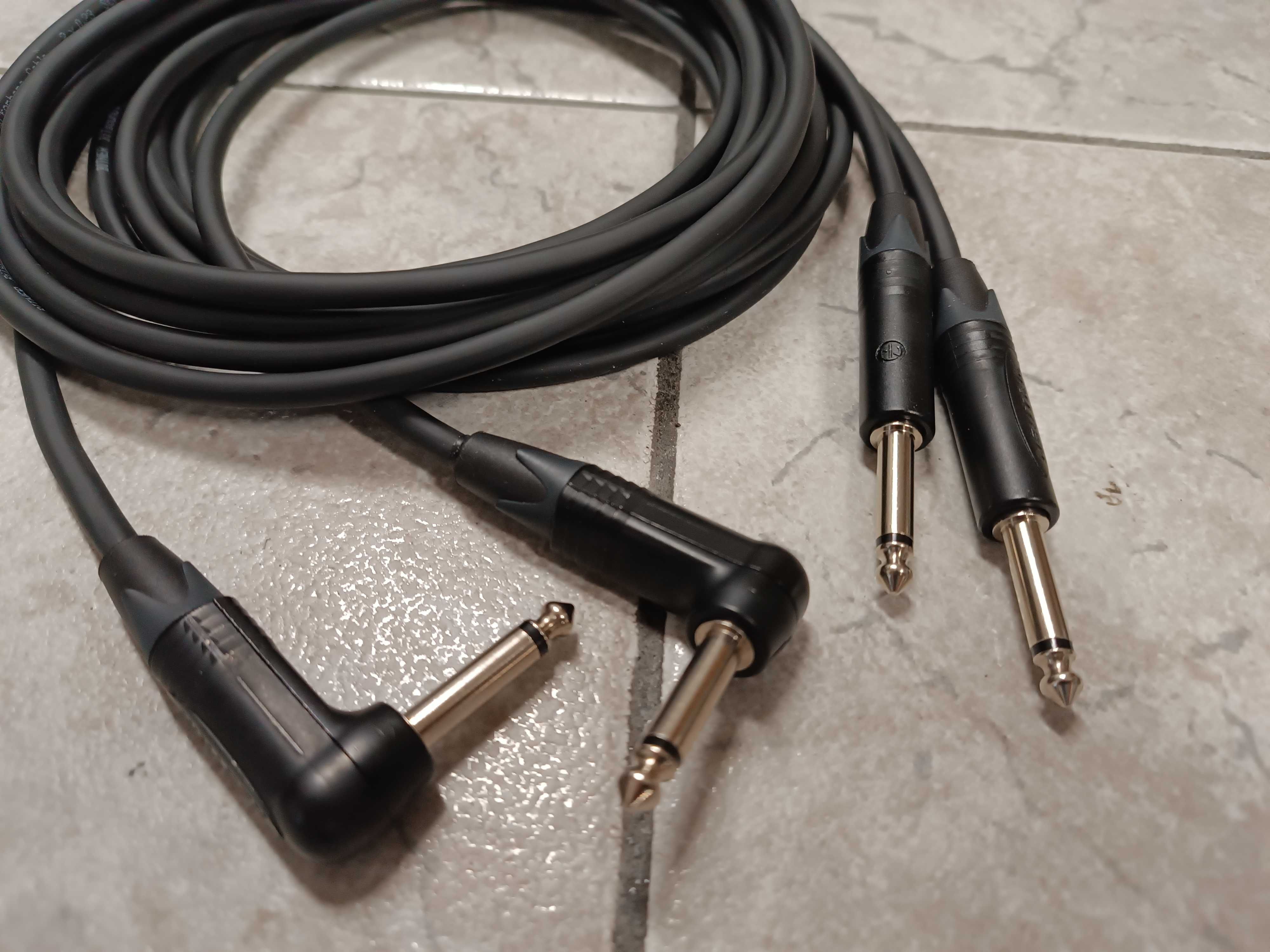 Kabel JACK 6,3 TS Mono do klawiszy keyboardu piana kątowy jack 2x 2m