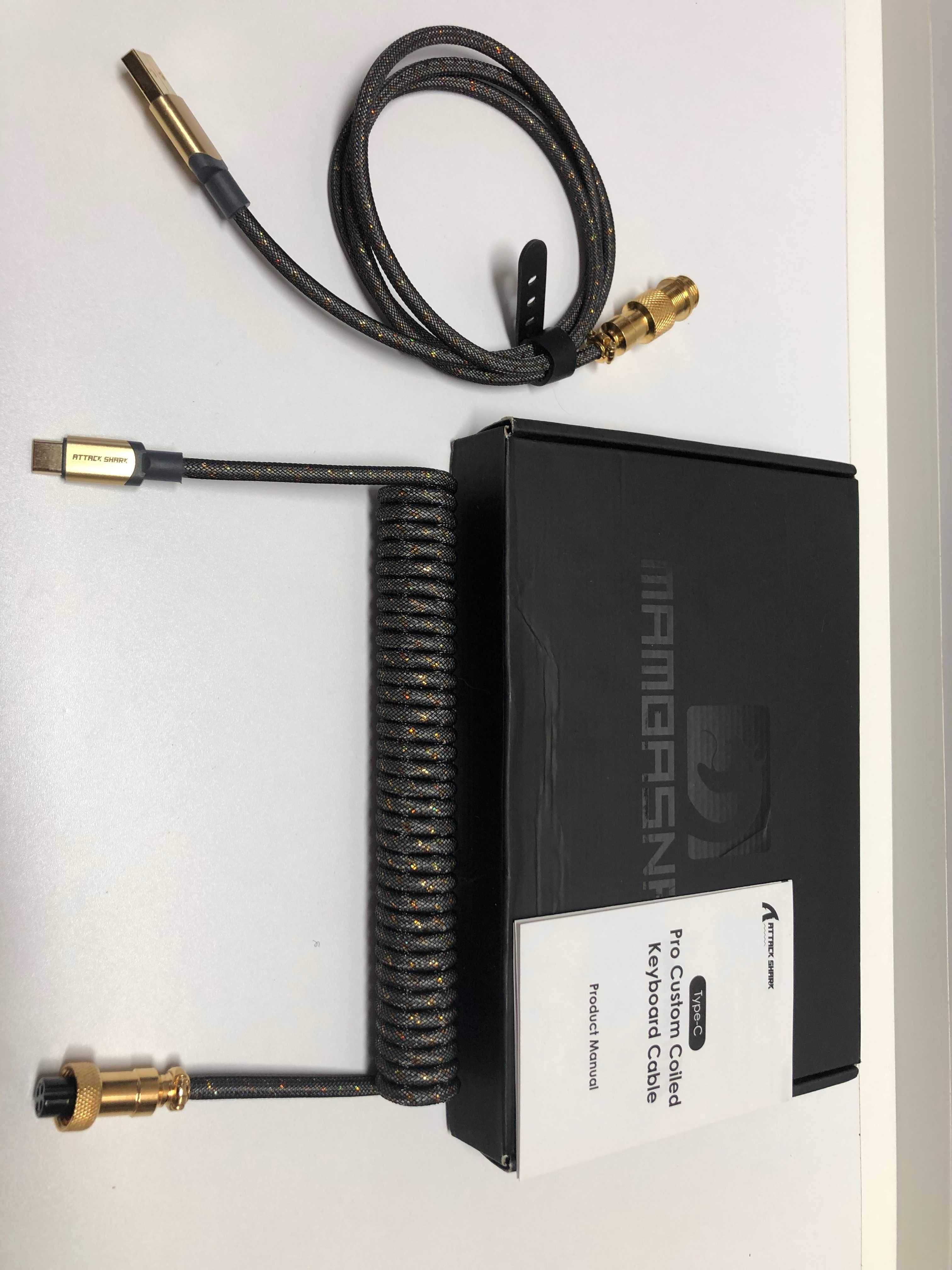 Spiralny kabel USB-C ATTACK SHARK – uszkodzone złącze USB-C