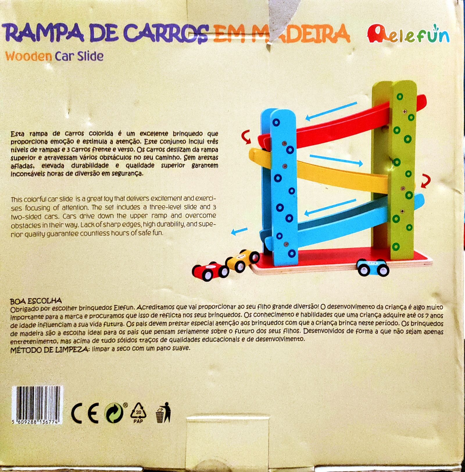 Pista didática de carrinhos em madeira