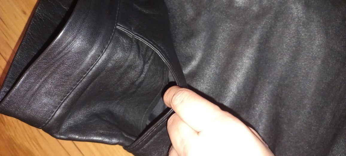 Spodnie spodenki skórzane skóra ze skóry czarne XXXL 46