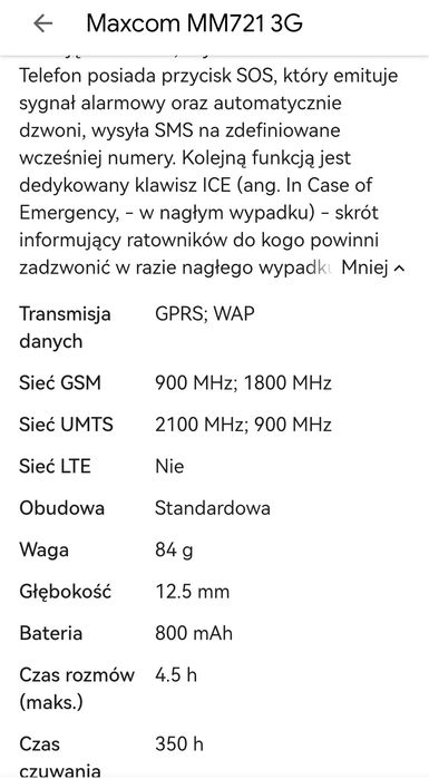 Telefon komórkowy GSM Maxcom MM721