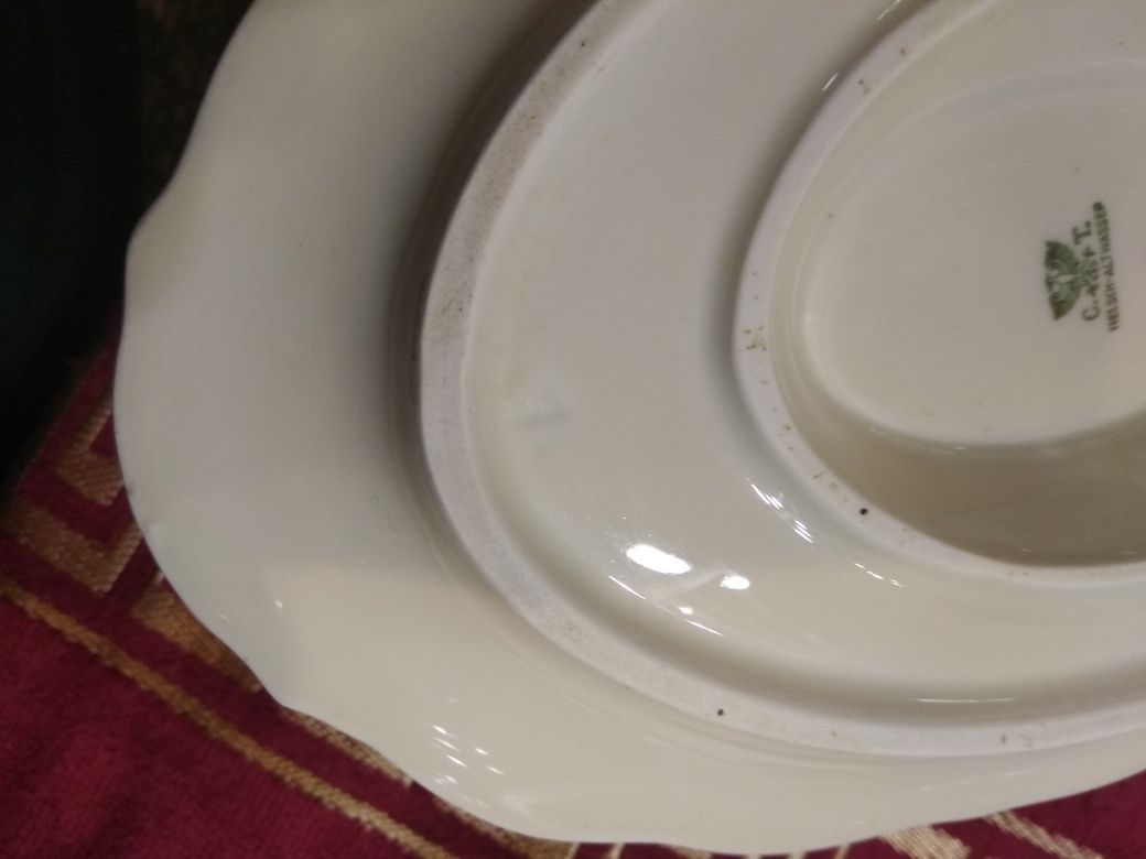 Фарфор tielsch Altwasser соусник на тарелке . антикварная посуда .