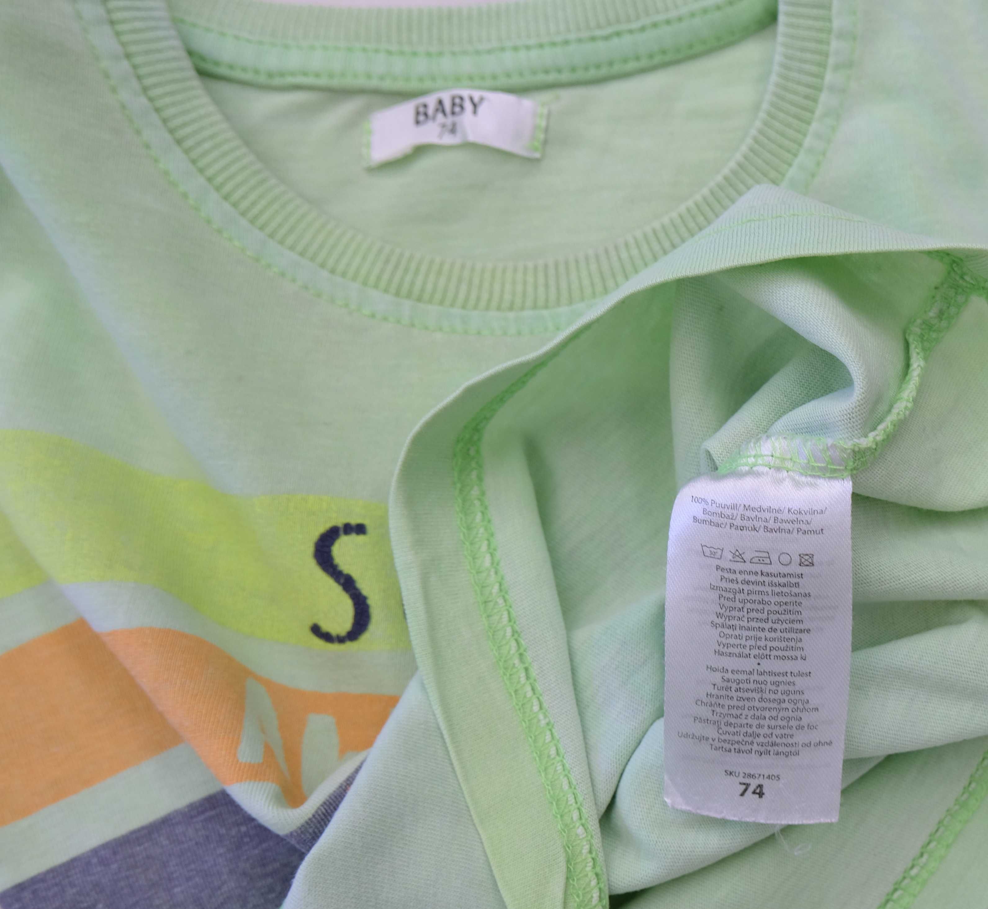 Pepco T-shirt bluzka 74 100% bawełna zielony letni krótki rękaw