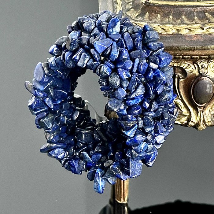 Szeroka bransoletka z naturalnego Lapsi Lazuli z lat 70-tych Londyn