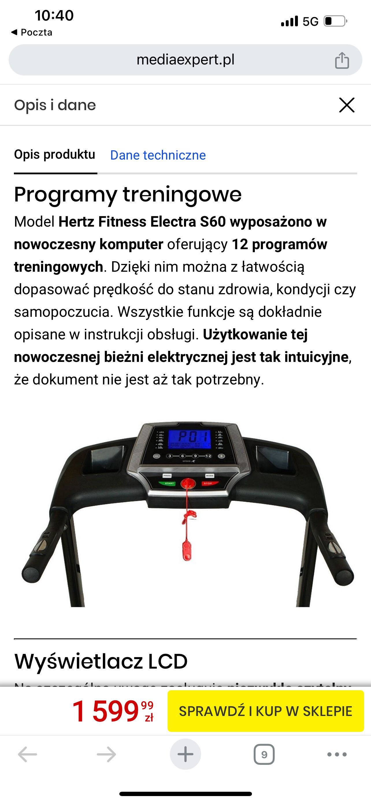 Bieznia HERTZ FITNESS Electra S60