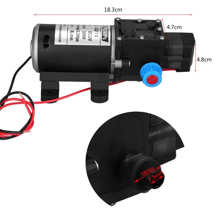 Bomba de água 12v 100w 160 psi