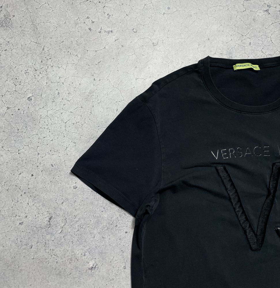 Мужская Футболка Versace Jeans С Большим Лого Оригинал L-XL Черная
