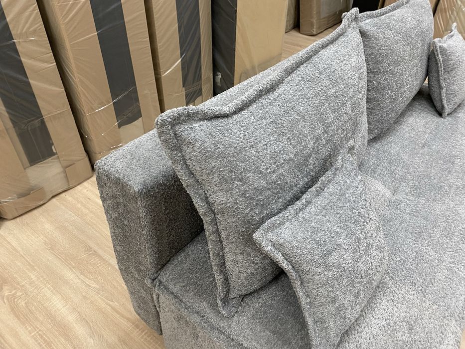 Kanapa z funkcją spania kolor szary + poduszki