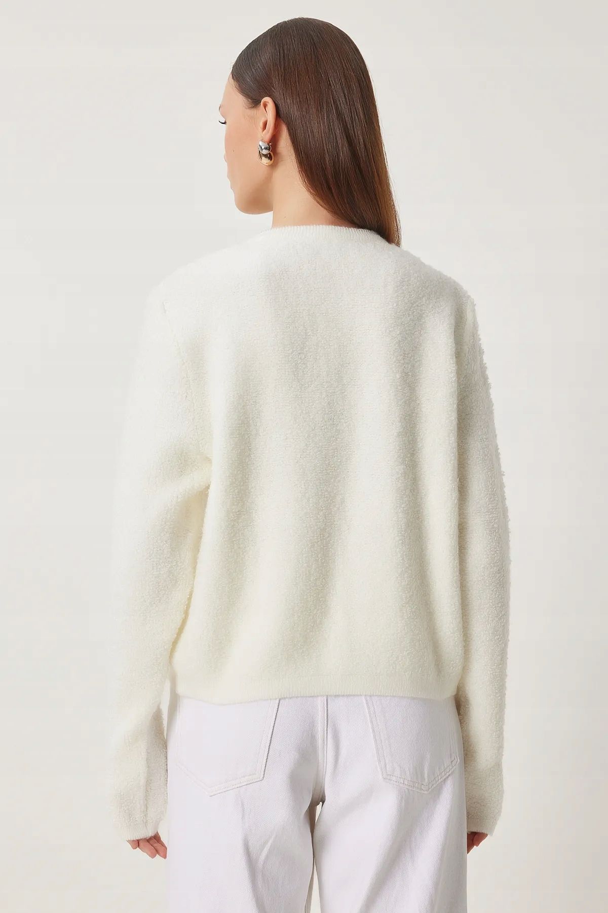 Happiness Istanbul Os Sweter Kardigan Kremowy J29225