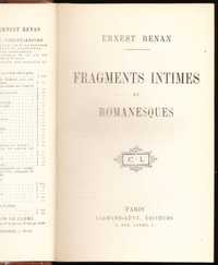 Fragments intimes et romanesques - Ernest Renan