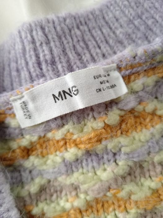 В'язаний кардиган з фіолетово-жовтим візерунком, розмір 46/48, Mangо