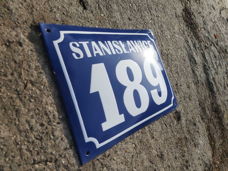 jak Nowa tabliczka emaliowana tablica nr domu miejscowość Vintage PRL