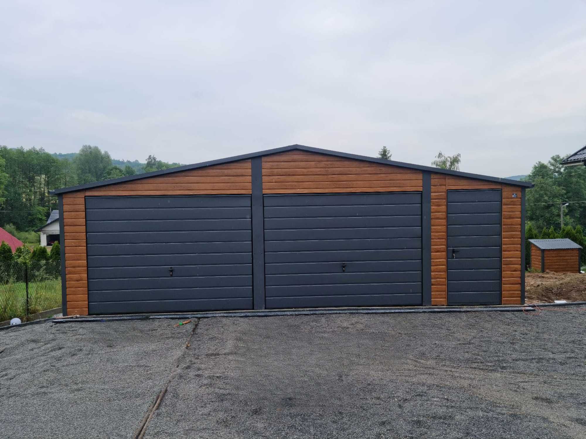 Drewnopodobny garaż schowek ogrodowy garaz blaszany 8x6m (10x6 11x5)