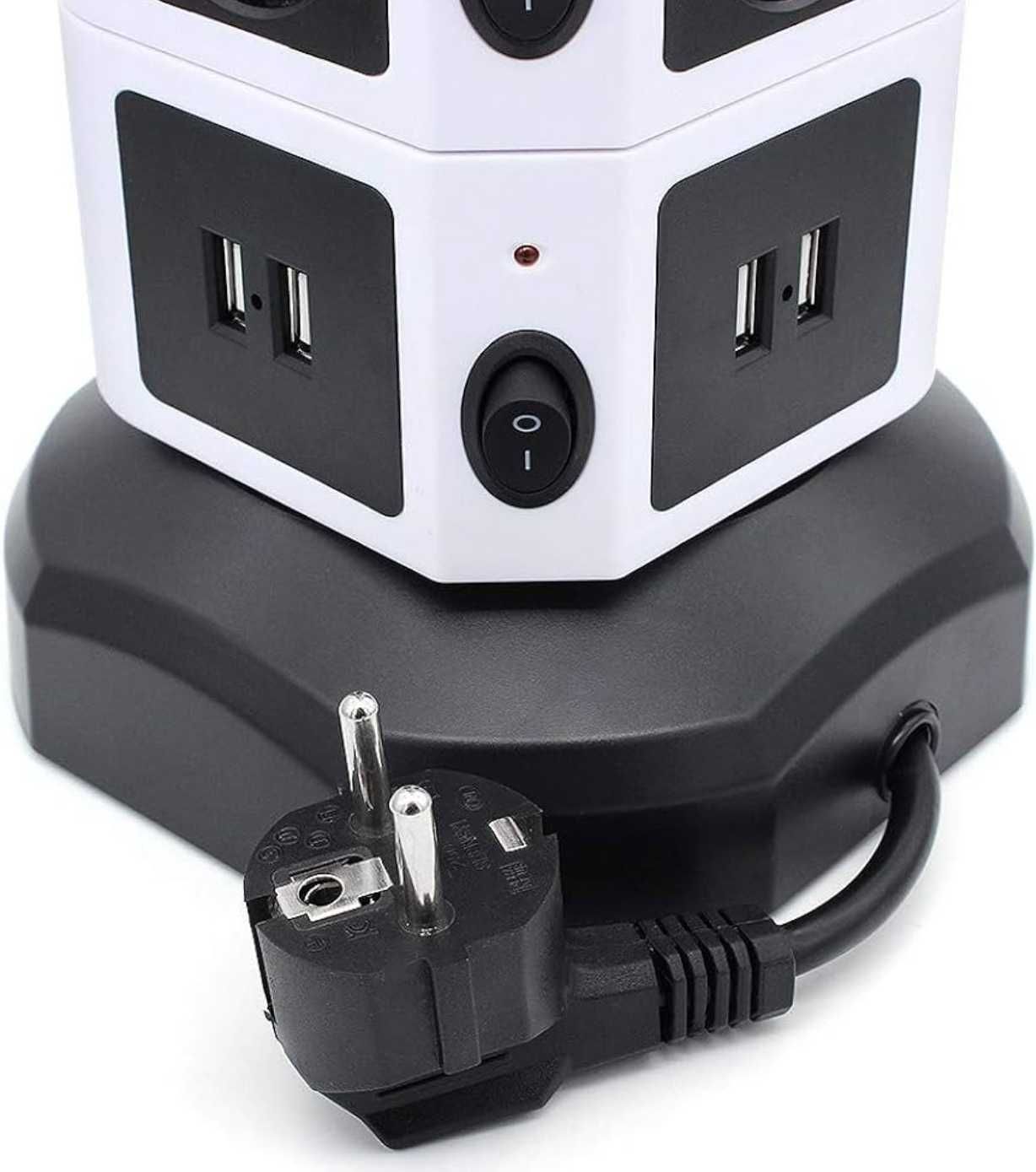 Przedłużacz pionowy do 6 gniazd 220V i 4 portów USB. JW 102