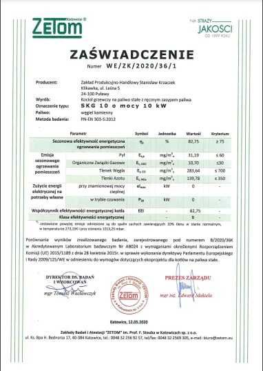 Kocioł KRZACZEK SKG 5 KLASA 10 kw Trad zasypowy/drewno/wegiel/DOTACJA!