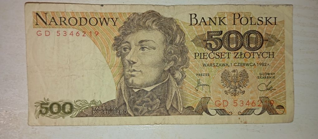 Banknot 500zl z 1982r.