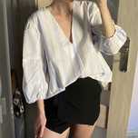 Koszula Zara XS/34 biała w niebieskie paski grecka bluzka bawełniana