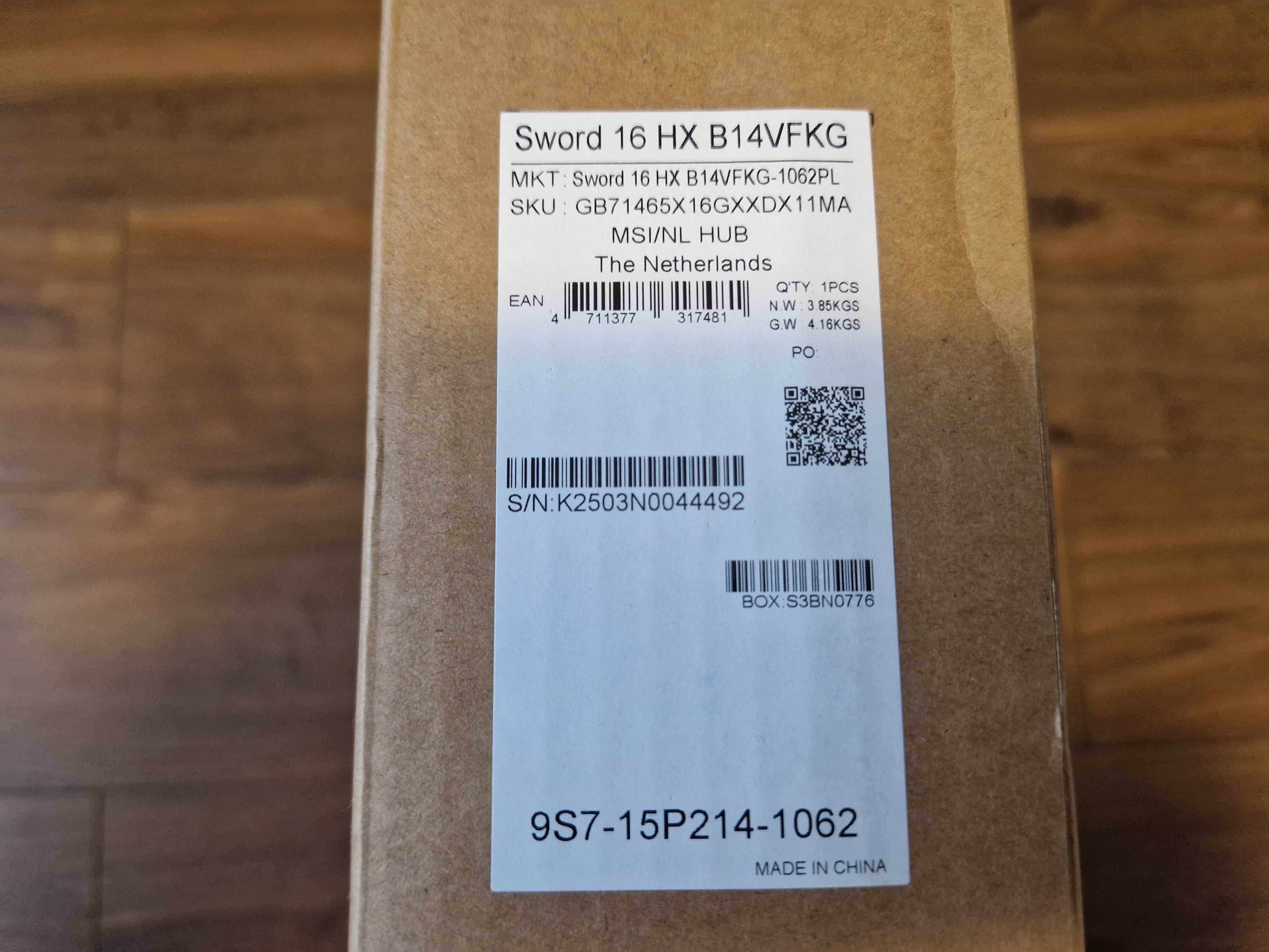 Nowy Laptop Gamingowy MSI SWORD 16 HX B14VFKG, i7, RTX4060, Gwarancja