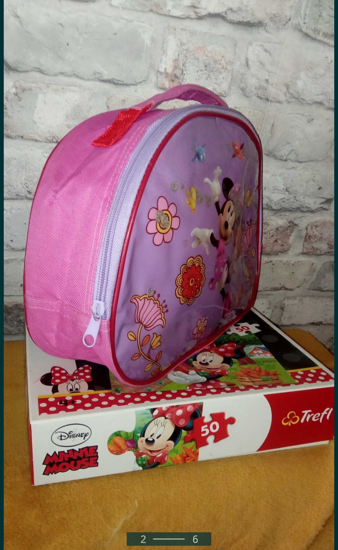 Dzień dziecka -Disney Myszka Minnie  Trefl duże puzzle i torebka