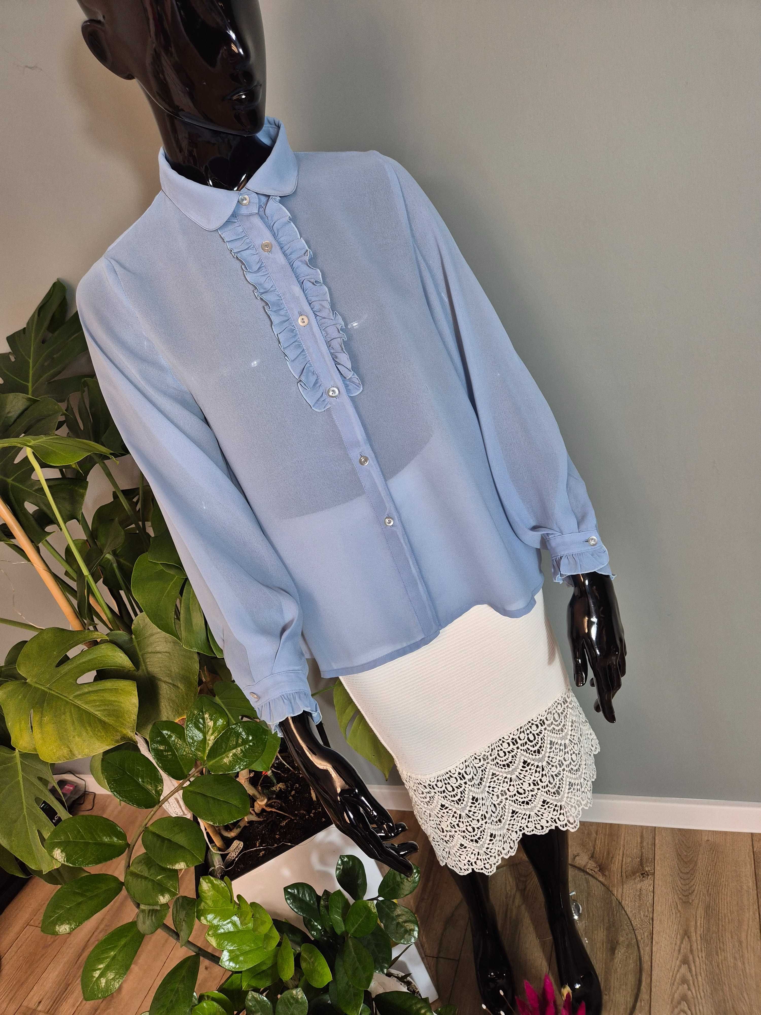 Błękitna koszula damska oversize XL 42 plus size elegancka