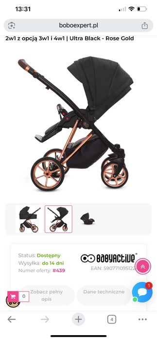 SPRZEDAM!!! Wózek Babyactive Musse Ultra Black-Rose Gold