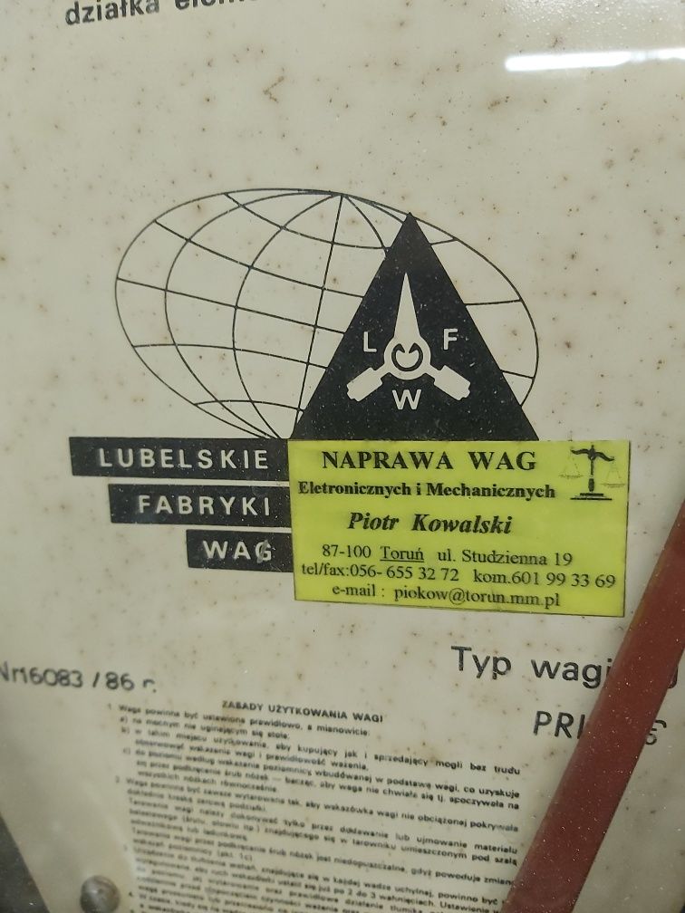 Waga sklepowa z okresu PRL  Lubelskie Fabryki Wag