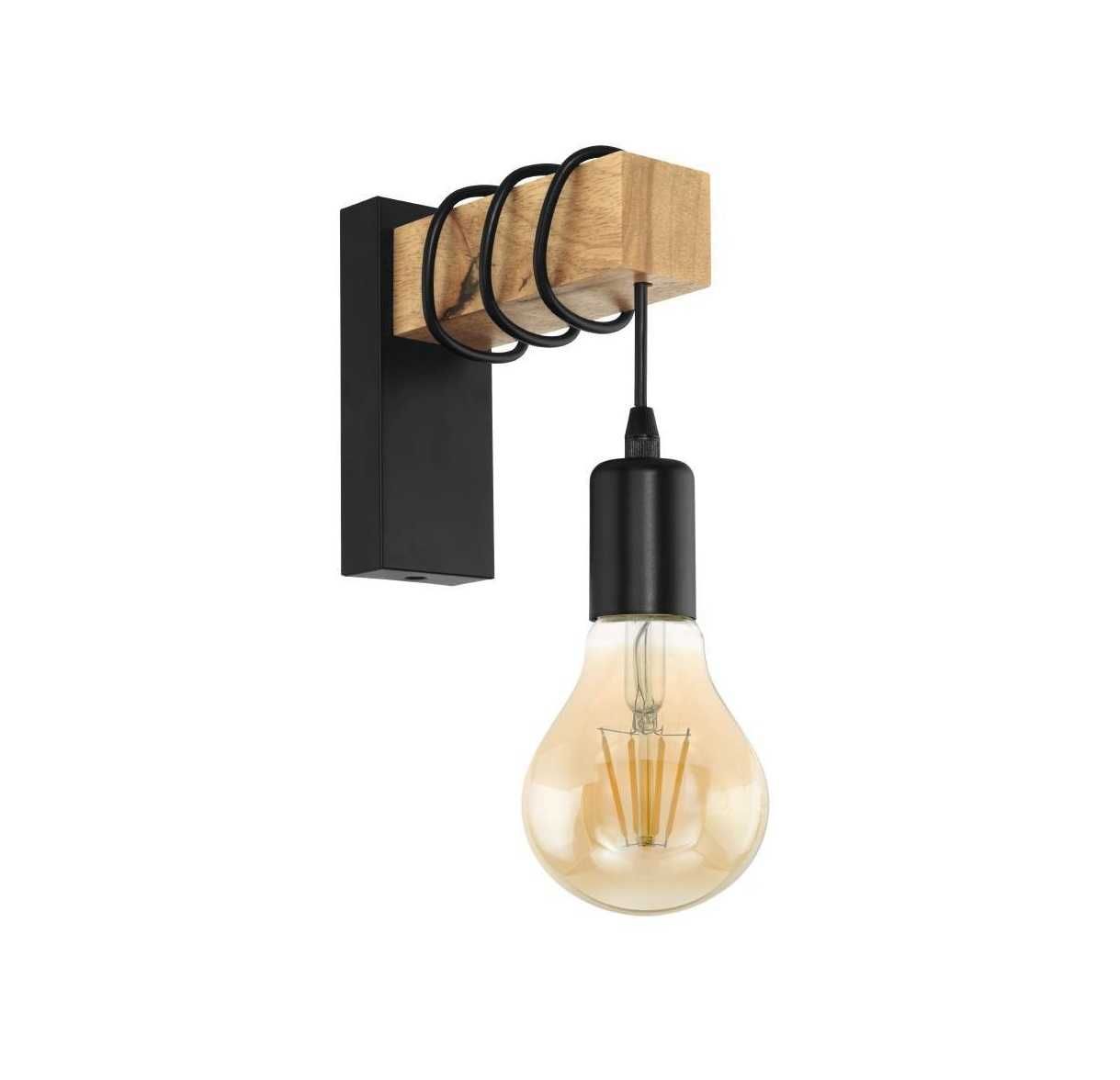 Lampa kinkiet ścienny drewniana LOFT drewno metal RETRO