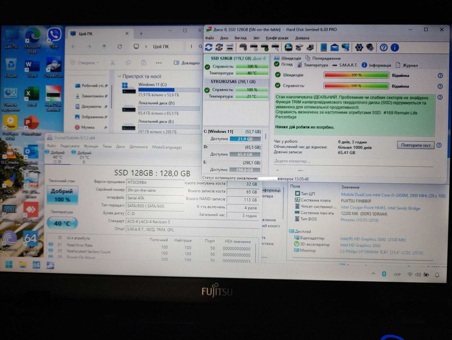 Fujitsu Lifebook A531,i5-2450M,ОП-12Гб/SSD/HDD/ліц.Win11