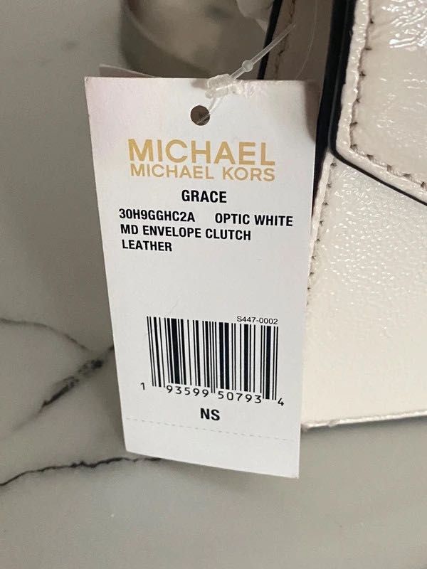 Michael Kors torebka skorzana kopertowka biala leather bag