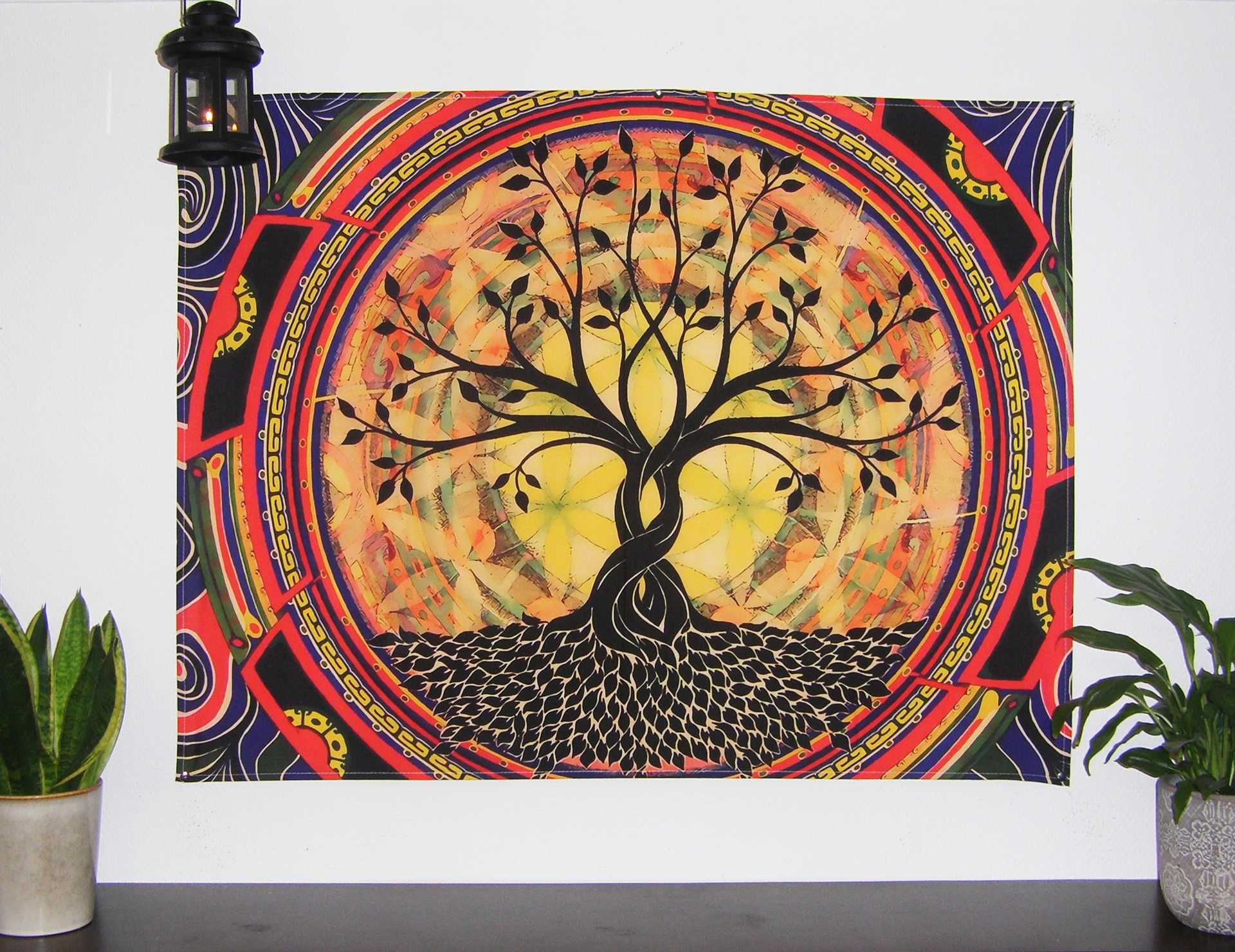 Gobelin/tkanina ścienna/narzuta "Kolorowe Drzewo ", 95cm/73cm, nowa